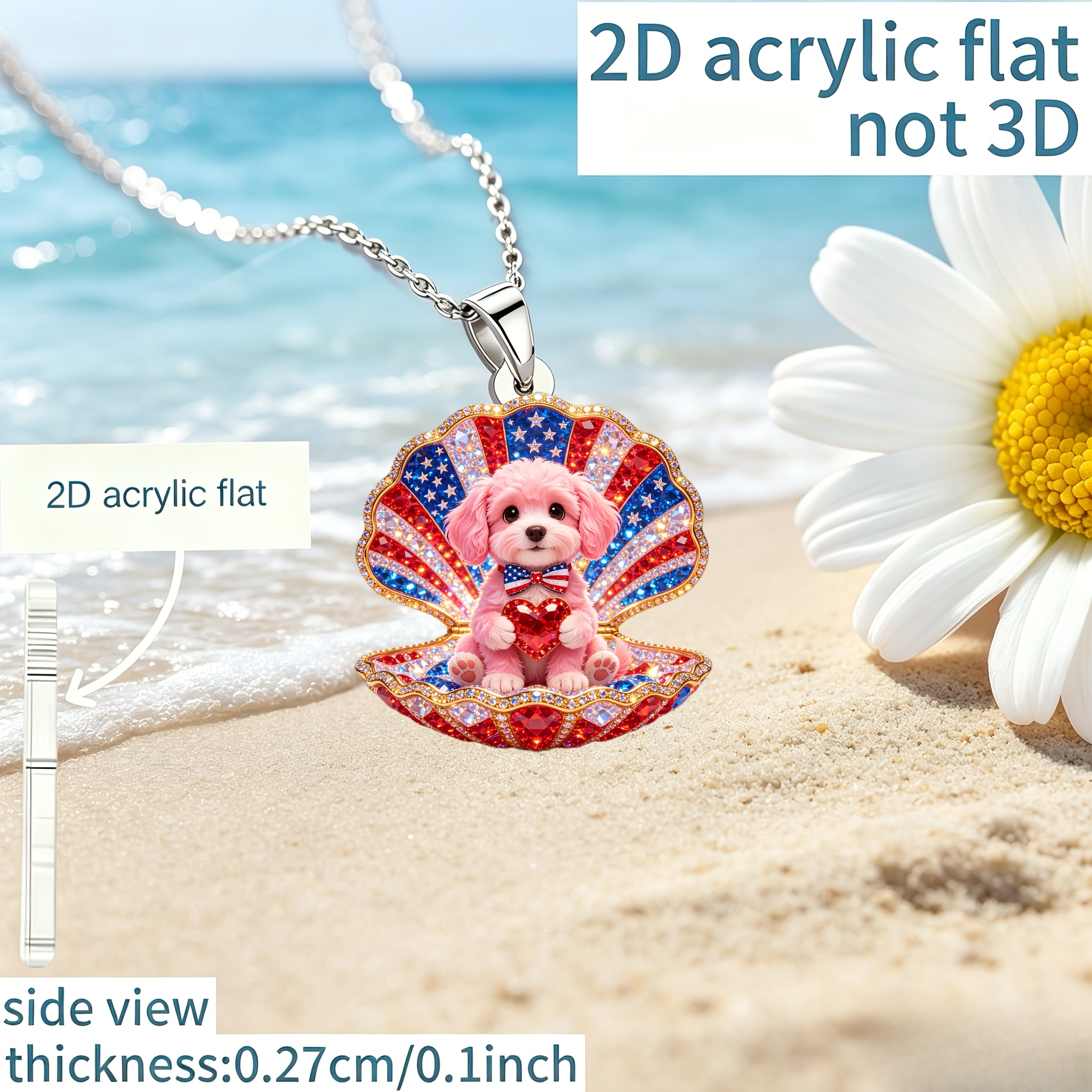 Men's and Women's Teddy Bear Pattern Acrylic Pendant Necklace
